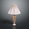 Modern Elegant Table Lamp With White Pleated Lampshade And Textured Golden Column Base Design