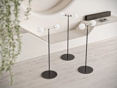 Minimalist Floor Lamps With Globe Shades In Modern Space 3d model