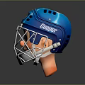 Blue Cooper Kids Helmet With Cartoon Face Design And Safety Cage Grill