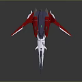 Futuristic Red And White Sci Fi Spacecraft Model With Sharp Wings And Aerodynamic Design 3d model