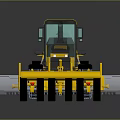 Yellow Heavy Duty Construction Road Grader With Multiple Blades And Rollers 3d model