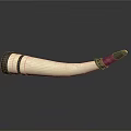 Intricately Carved Horn Sculpture With Ivory Body And Dark Wooden Ends