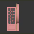 Pink Decorative Swing Door With Circular Frame And Intricate Carved Patterns 3d model
