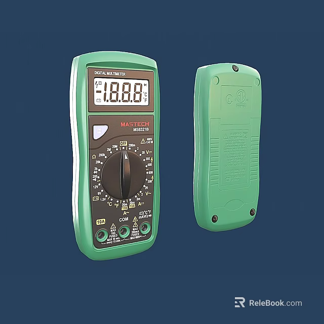 Green Digital Multimeter Electrical Tool With Clear Display And Rotary Dial 3d model