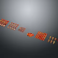Vibrant Red Circular And Square Food Slices Arranged In A Curve On Gray Background