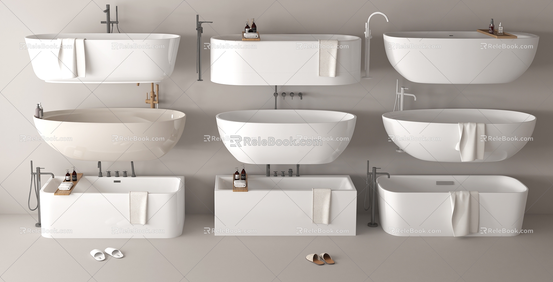 Bathtub Bathtub Integrated Bathtub Separate Bathtub Towels 3d model