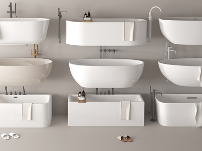 Bathtub Integrated Bathtub Separate Bathtub Towels 3d model