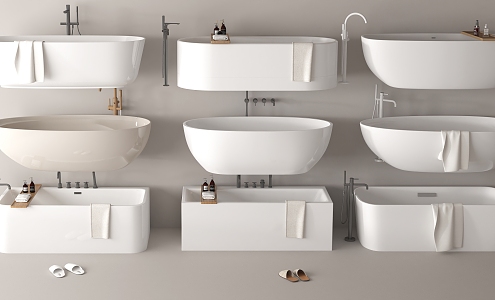 Bathtub Integrated Bathtub Separate Bathtub Towels 3d model