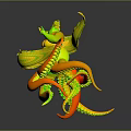 Cartoon Style Sea Witch Character With Purple Octopus Tentacles