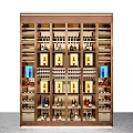 Modern Stylish Wine Cabinet With Glass Doors Shelves And Bottles