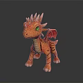 Orange Dragon Character Creature With Green Eyes Spikes And Red Wings Standing