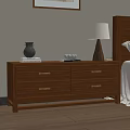 Solid Wood Bedroom Nightstand With Two Drawers Black Vase Table Lamp And Books