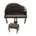 Technology Exhibition Hall Display With Black Piano And Wooden Stool