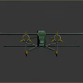 Vintage Green and Yellow Biplane Model with Twin Engines and Retro Design
