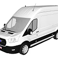 White Commercial Cargo Van Side View With Smooth Exterior And Black Accents