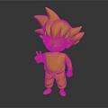 Goku Character With Spiky Black Hair In Red Martial Arts Uniform Making Peace Sign Gesture