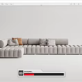 Modern Gray Sectional Sofa With Orange And Gray Cushions Comfortable Seating 3d model