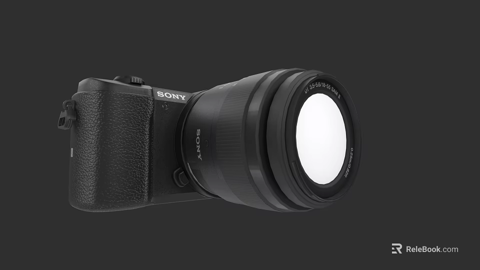 Professional Sony Digital Camera With Large Lens As Business Equipment Device 3d model 