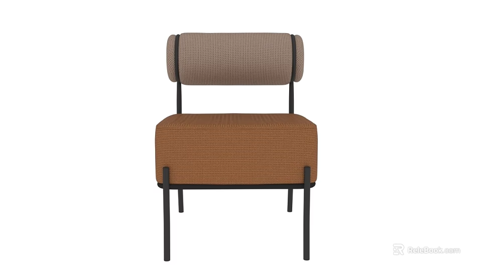 Two Tone Woven Leisure Chair With Black Metal Legs And Modern Design 3d model 