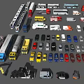 Car Models Collection Featuring Various Trucks Buses And Construction Vehicles 3d model
