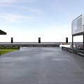 Efficient Road Facilities In Parking Layout With Lanes Signage Kiosk And Grass Area