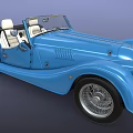 Blue Vintage Convertible Car With Open Top And Retro Classic Design