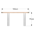 Light Wood Bar Counter With Curved Tabletop And Modern Metal Legs