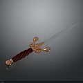 Decorative Vintage Sword With Red Wrapped Grip And Golden Hilt Details