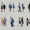 2d character material couple parent-child character material walking 3d model