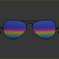 Fashionable Black Frame Sunglasses With Rainbow Reflective Lenses For Daily Use