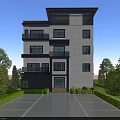Modern Detached Villa With Large Glass Windows Three Story Design And Landscaped Garden Greenery