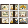 Framed Decorative Paintings With Peacock Flower And Bird Patterns On Wall 3d model