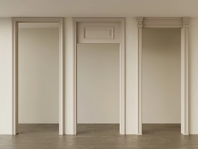 Modern Decorative Door Arches with Molding in Minimalist Interior Design and Beige Walls 3d model
