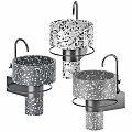 Modern Terrazzo Washbasin With Gray White Speckles And Metal Faucet Circular Shelf
