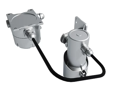 Silver Metal Mechanical Components With Black Connecting Cable And Mounting Brackets 3d model