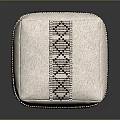 Beige Upholstered Square Furniture With Black White Geometric Decorative Trim
