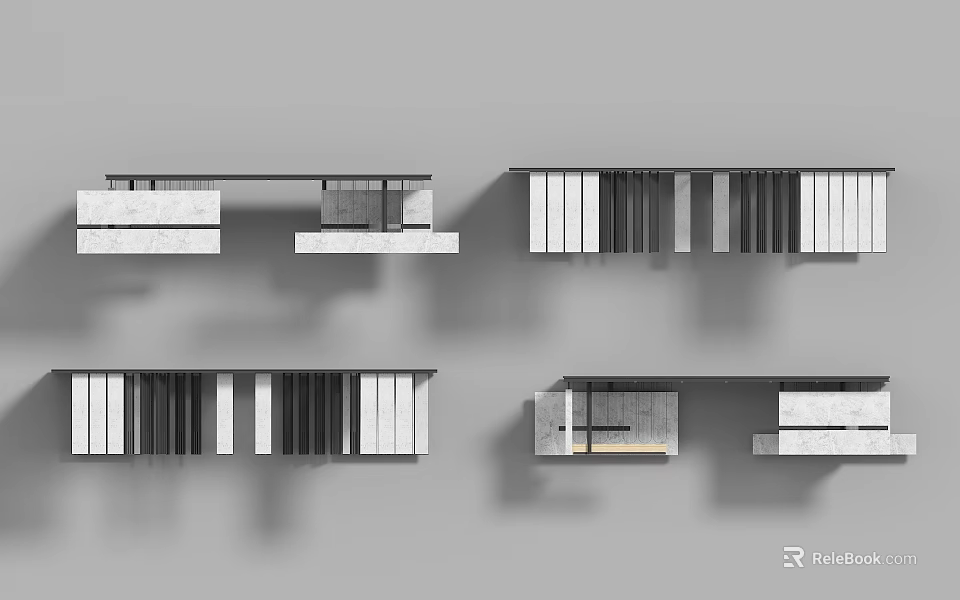 Modern Pergola Structural Designs With Geometric Lines And Open Framework Elements 3d model 