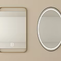 Modern Rectangular And Oval Mirrors With Golden Frame And LED Light Design 3d model