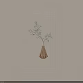Beige Wall Decor With White Multi Layer Framed Recessed Area Wooden Vase And Green Twigs