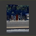 3D Cartoon Scene Model With Road Buildings Trees And Water Area