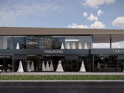 VERAWANG Modern Storefront Design With Glass Facade And Wedding Dress Window 3d model