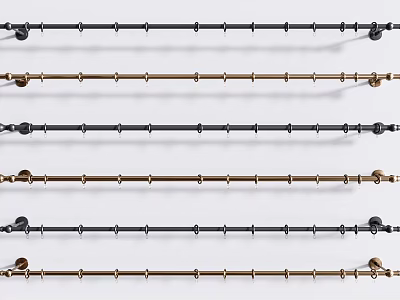 Durable Metal Curtain Rods In Black Gold For Home Window Decoration 3d model