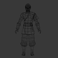 Interactive Tech Exhibition Hall Featuring 3D Character Model With Brown Red Outfit And Silver Armguards