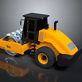 Yellow Heavy Duty Road Roller Construction Vehicle 3d model