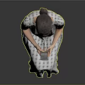 Woman In Plaid Dress And Heels Using Mobile Phone Against Grey Background
