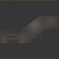 Cartoon Scene with Stone Walls Staircase Stone Floor and Metal Shelf