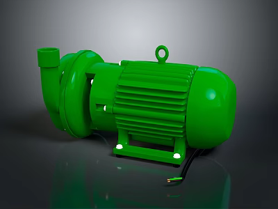 Green Electric Motor With Lifting Eye Fan Housing Base And Cable 3d model