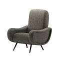 Modern Gray Fabric Single Sofa With Curved Armrests And Black Legs 3d model