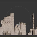 Ancient Stone Architecture Ruins With Irregular Broken Wall Structures