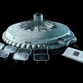 Sci Fi Futuristic Circular Structure With Top Tower And Surrounding Square Panels 3d model
